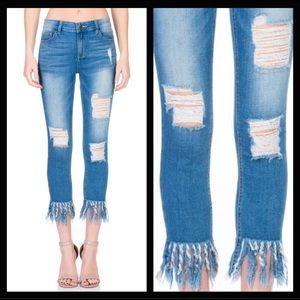 🆕 Cello Fringe Hem Distressed Jeans